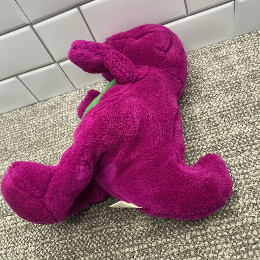 1992 Barney Plush‎ VTG Purple green Foot Embroidered BARNEY Tush Tag Attached